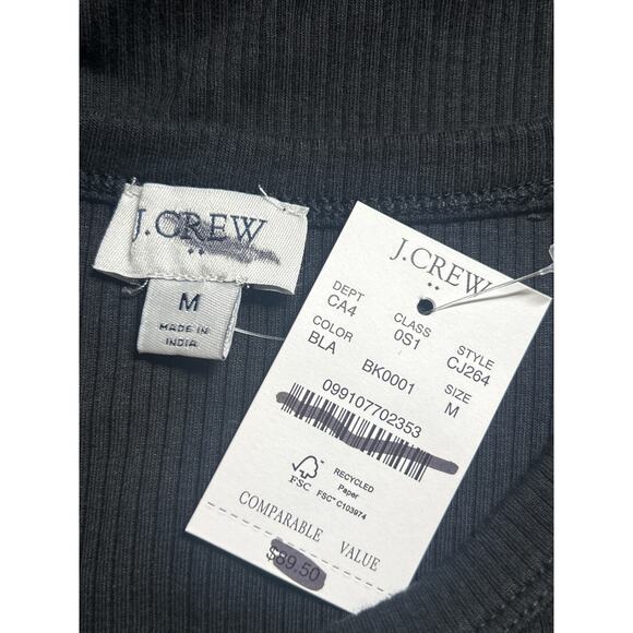 J. Crew Factory Women's Ribbed-Knit Mixy A-Line Midi Dress Black M Medium New - Picture 7 of 8